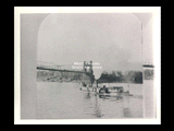 Stereoptican view of the "New Orleans" in the Ohio River approaching the suspension bridge.
