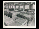 Stacks of steel sheets at Wheeling Steel.