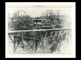 Wellsburg and Bethany streetcar No. 3 (Wellsburg, Bethany, and Washington Traction Company) on the Bethany Viaduct over Mitchell's Hollow.