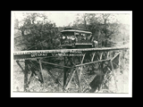 Wellsburg and Bethany streetcar No. 3 (Wellsburg, Bethany, and Washington Traction Company) on the Bethany Viaduct over Mitchell's Hollow.