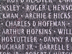 Name on Veterans
Memorial