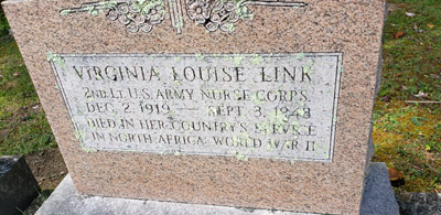 Headstone for 2nd Lt. Virginia Louise Link at Richwood Cemetery. Courtesy Cynthia Mullens