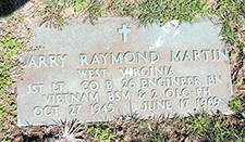 Larry Martin's military marker in Mountain View Memorial Park indicates he was a first lieutenant at the time of his death.
