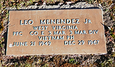 Military marker for Leo Menendez Jr. in Greenlawn Cemetery. Courtesy Cynthia Mullens