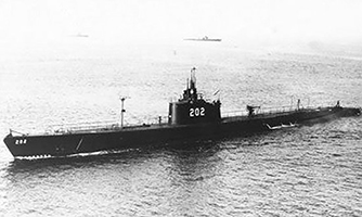The USS <i>Trout</i> (SS202). [This file is a work of a sailor or employee of the U.S. Navy, taken or made as part of that person's official duties. As a work of the U.S. federal government, it is in the public domain in the United States.]