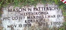 Pfc. Patterson's military headstone in Meadow Haven Memorial Park. Find A Grave photo courtesy Heather Manley-Duncan