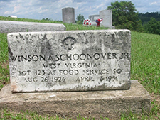 Military headstone for Sgt. Winson A. Schoonover Jr. in Davis Cemetery. Find A Grave photo courtesy of Kenny Davis