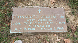 Military grave marker for Leonard J. Zelaski Jr.