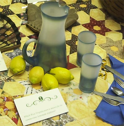 lemons, pitcher and glasses
